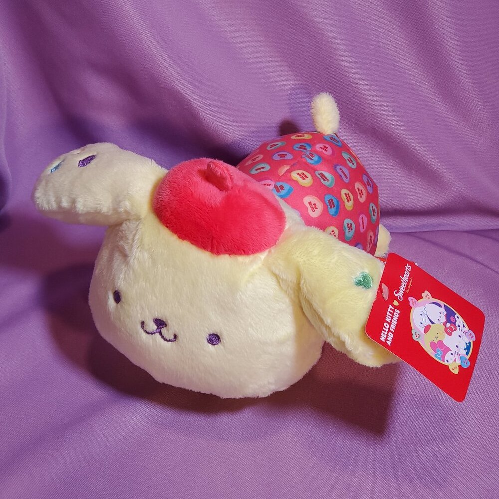 2026 Hello Kitty x Sweethearts Valentine's Day Pompompurin Laying Plush NEW